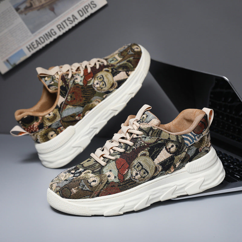 Damen Modische Freizeitsneaker mit buntem Muster und rutschfester Laufsohle EB