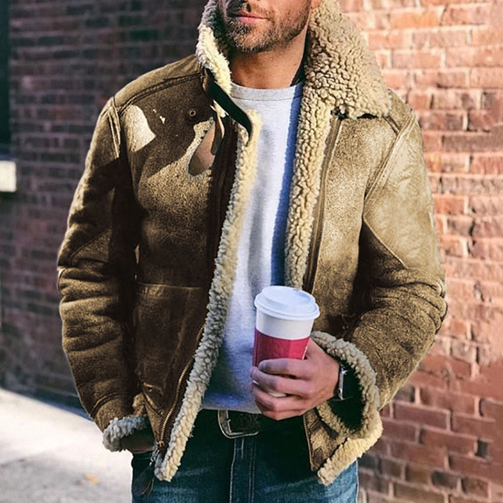 Herren gefütterte Lederjacke im Vintage-Stil EB