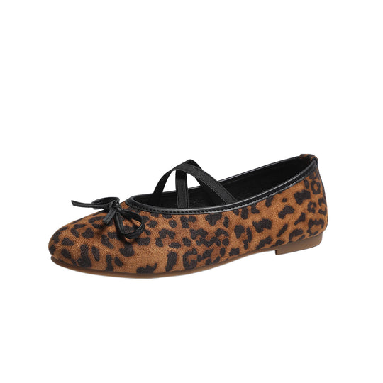 Damen Ballerinas mit verstellbarem Riemendesign und modischem Leopardenmuster EB