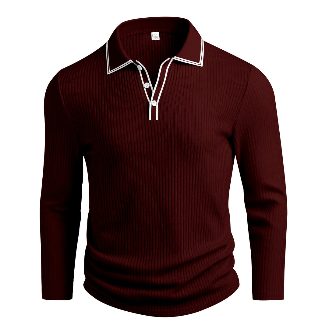 Herren Langarm-Polohemd mit strukturiertem Design EB