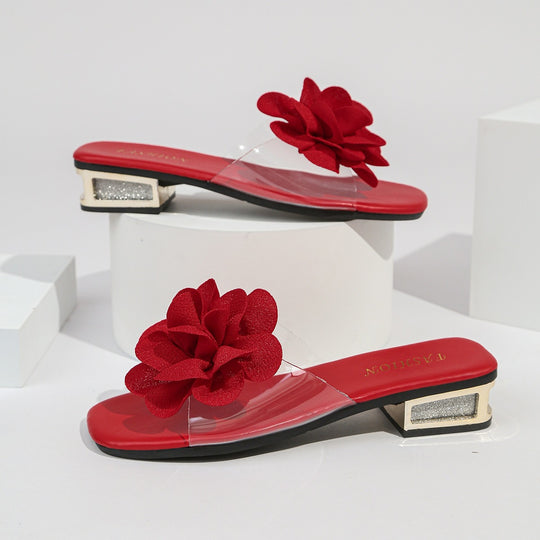 Damen Komfortable Slide-Sandalen mit eleganter Blumenapplikation und rutschfester Sohle EB