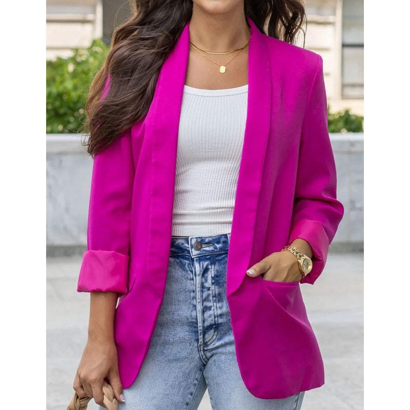 Damen Taillierter Offener Blazer EB