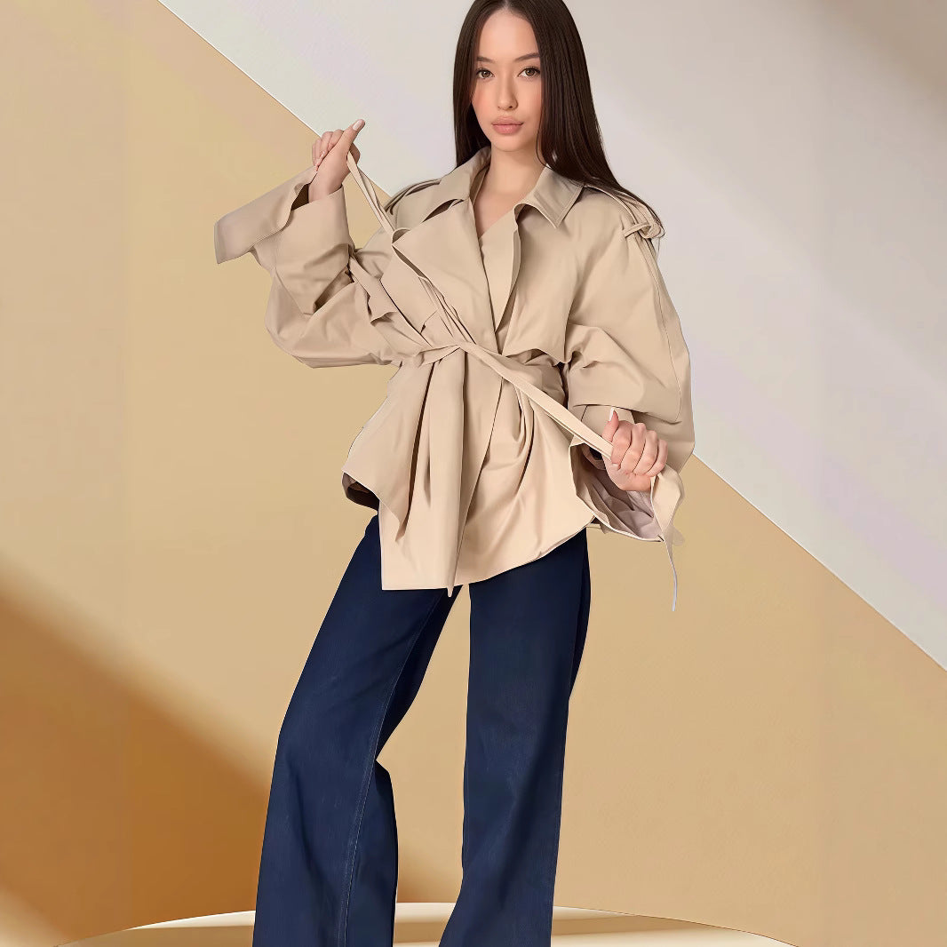 Damen modische Überwurfjacke mit eleganten Raffungen EB