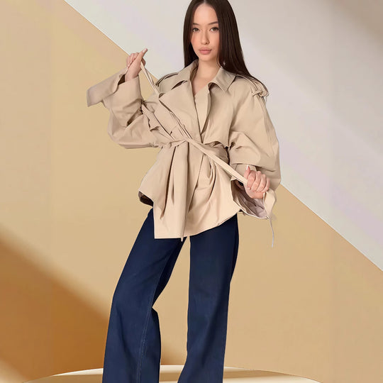 Damen modische Überwurfjacke mit eleganten Raffungen EB