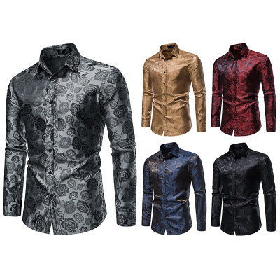 Herren Hemd mit floralen Prägungen und elegantem Glanz EB