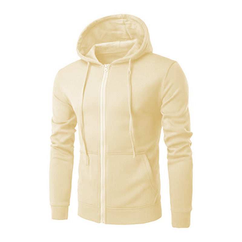 Herren nan Slim-Fit Kapuzensweatjacke mit mittigem Reißverschluss, doppellagiger Kapuze und praktischen Eingrifftaschen EB