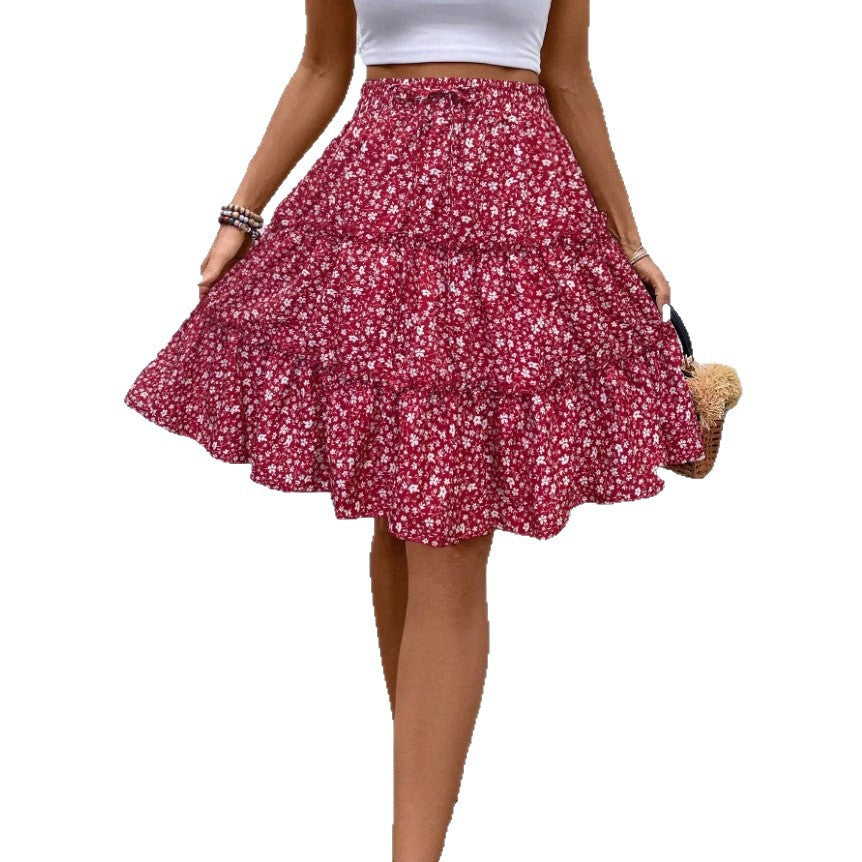 Damen Sommerrock mit charmanten Volantdetails und floralem Muster EB