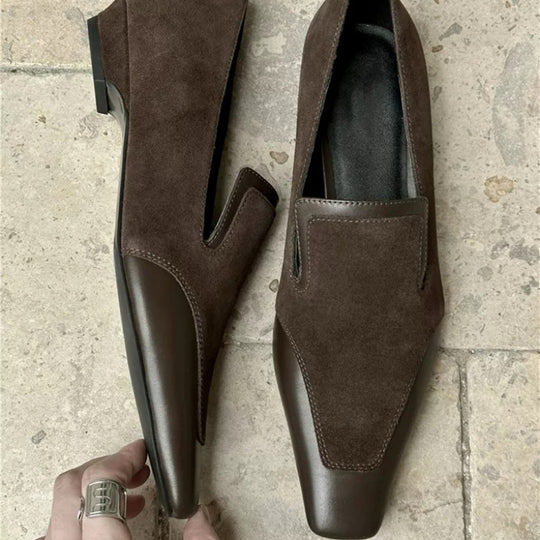 Damen Modische Loafer aus hochwertigem Leder mit elastischem Einschlupf EB