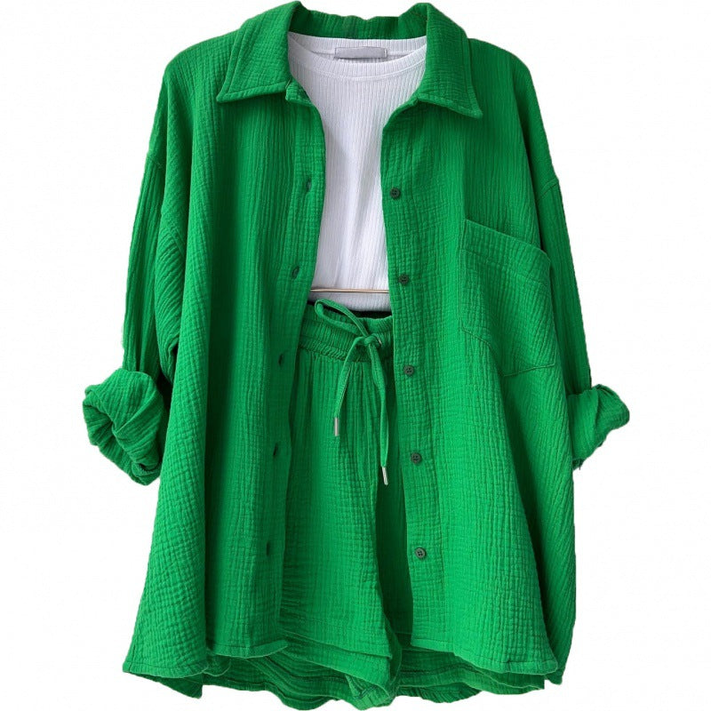 Damen lässige Oversized-Hemdjacke mit Gürtel EB