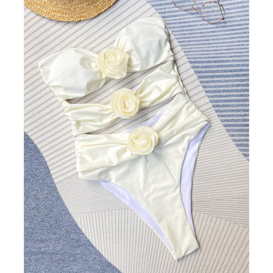 Damen Cut-Out Bikini mit dekorativen Blütenakzenten EB