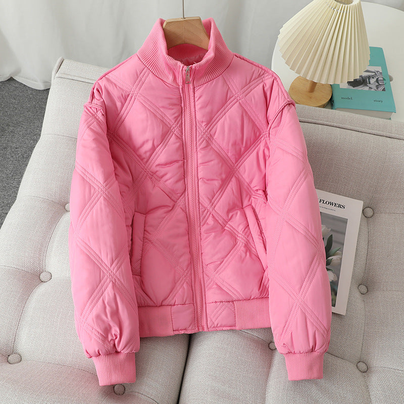 Damen gesteppte Übergangsjacke mit hohem Kragen und elastischen Bündchen EB