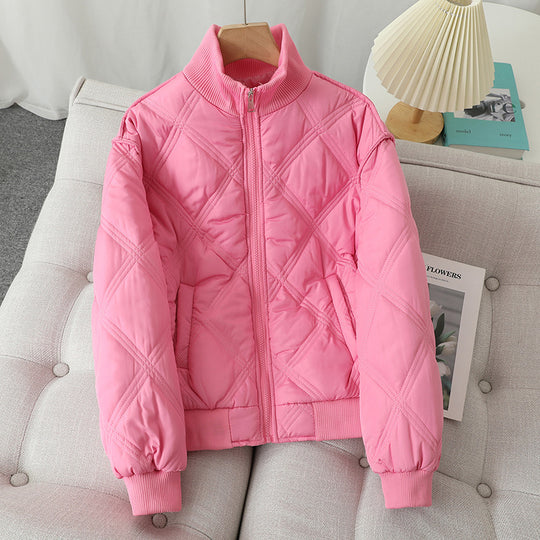 Damen gesteppte Übergangsjacke mit hohem Kragen und elastischen Bündchen EB