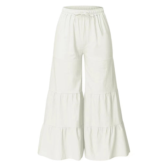 Damen weite Palazzo-Hosen mit elastischem Bund und fließendem Schnitt EB