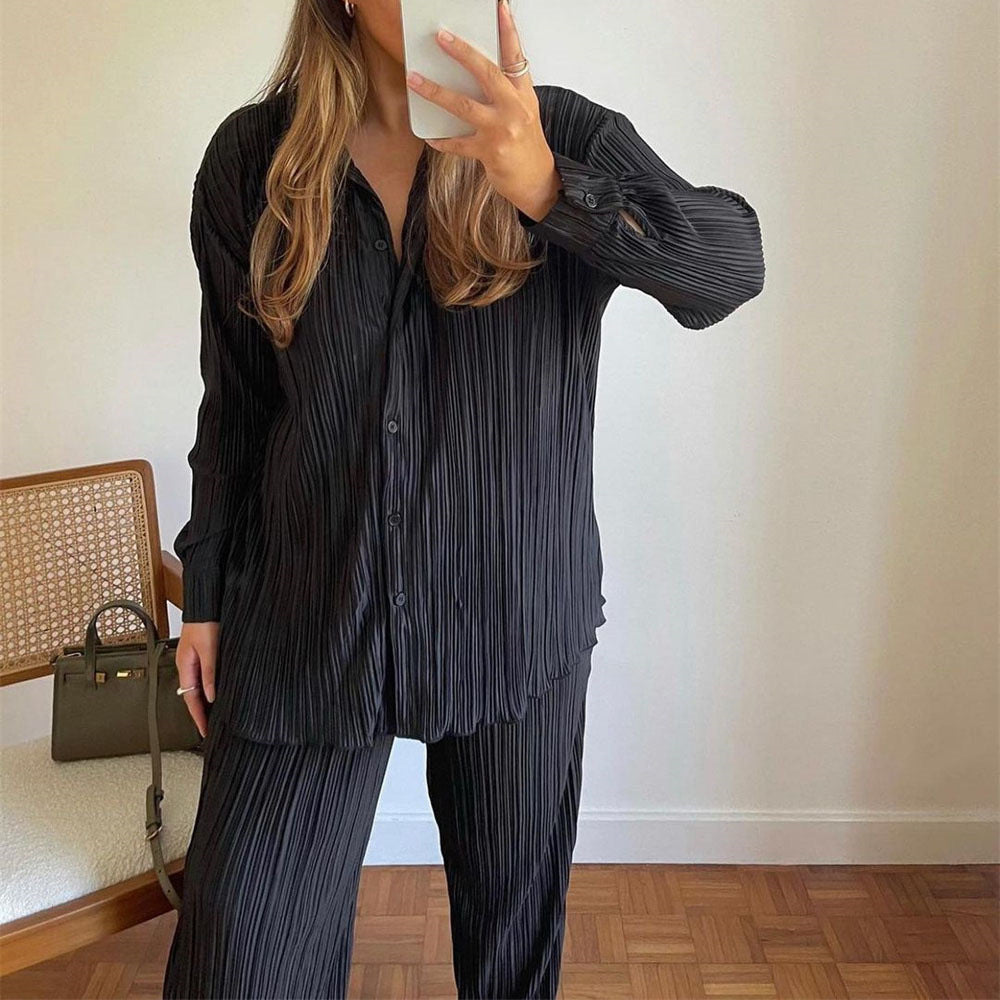 Damen Plissierte Bluse mit elegantem Schnitt und lockerem Fall EB