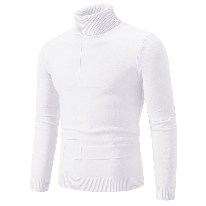 Herren eleganter Rollkragenpullover mit modernem Zopfmuster EB