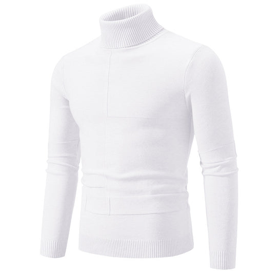 Herren nan feiner Rollkragenpullover mit Strukturnähten, slim-fit und geripptem Bündchen EB