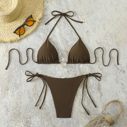Damen Triangel-Bikini mit modischen Herz-Akzenten EB