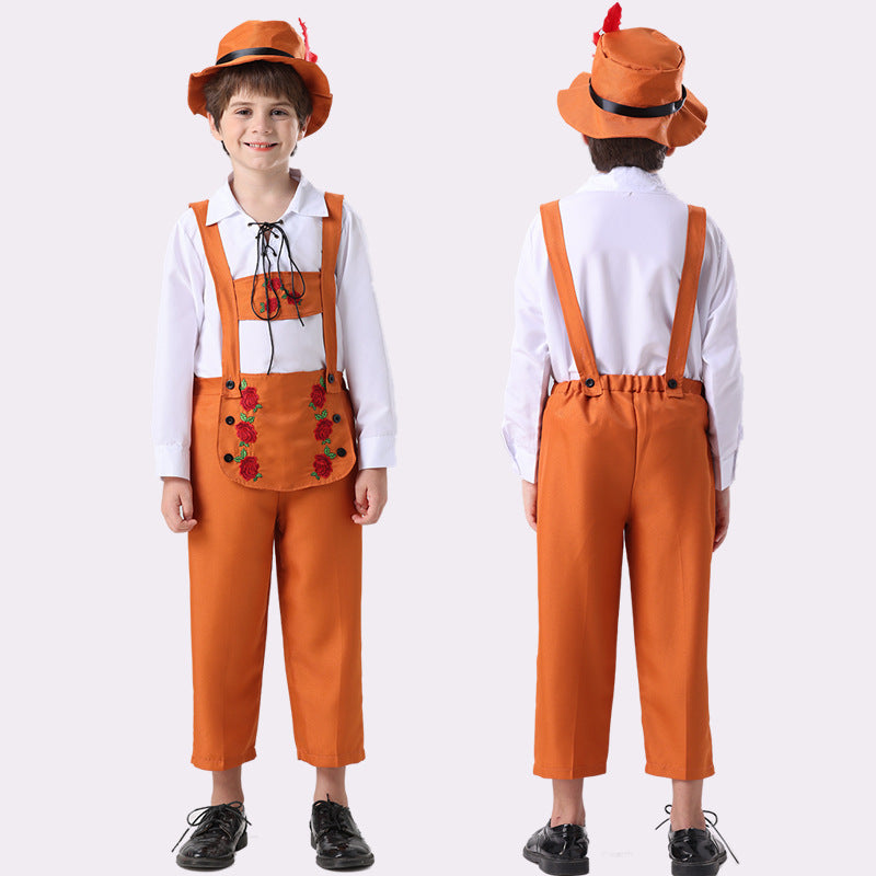 Damen nan folkloristisches Kinderdirndl mit geschnürtem Mieder und bestickter Schürze EB
