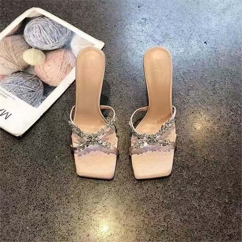 Damen modische Plateau-Sandalen mit funkelnden Strassverzierungen EB