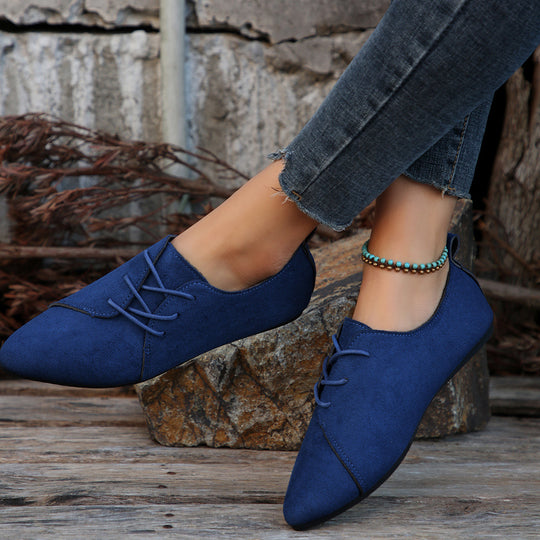 Damen elegante Schnürschuhe mit spitzem Zehenbereich und weichem Obermaterial EB