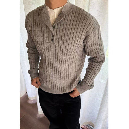 Herren Feinstrickpullover mit dekorativen Knopfdetails EB