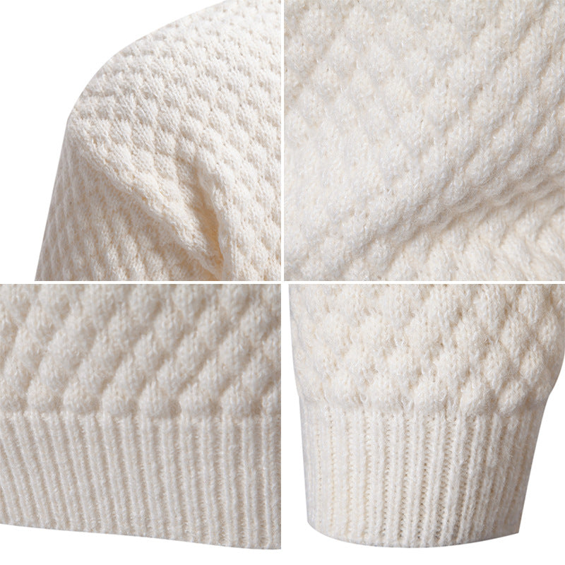 Herren Strickpullover mit hohem Kragen und strukturierter Oberfläche EB