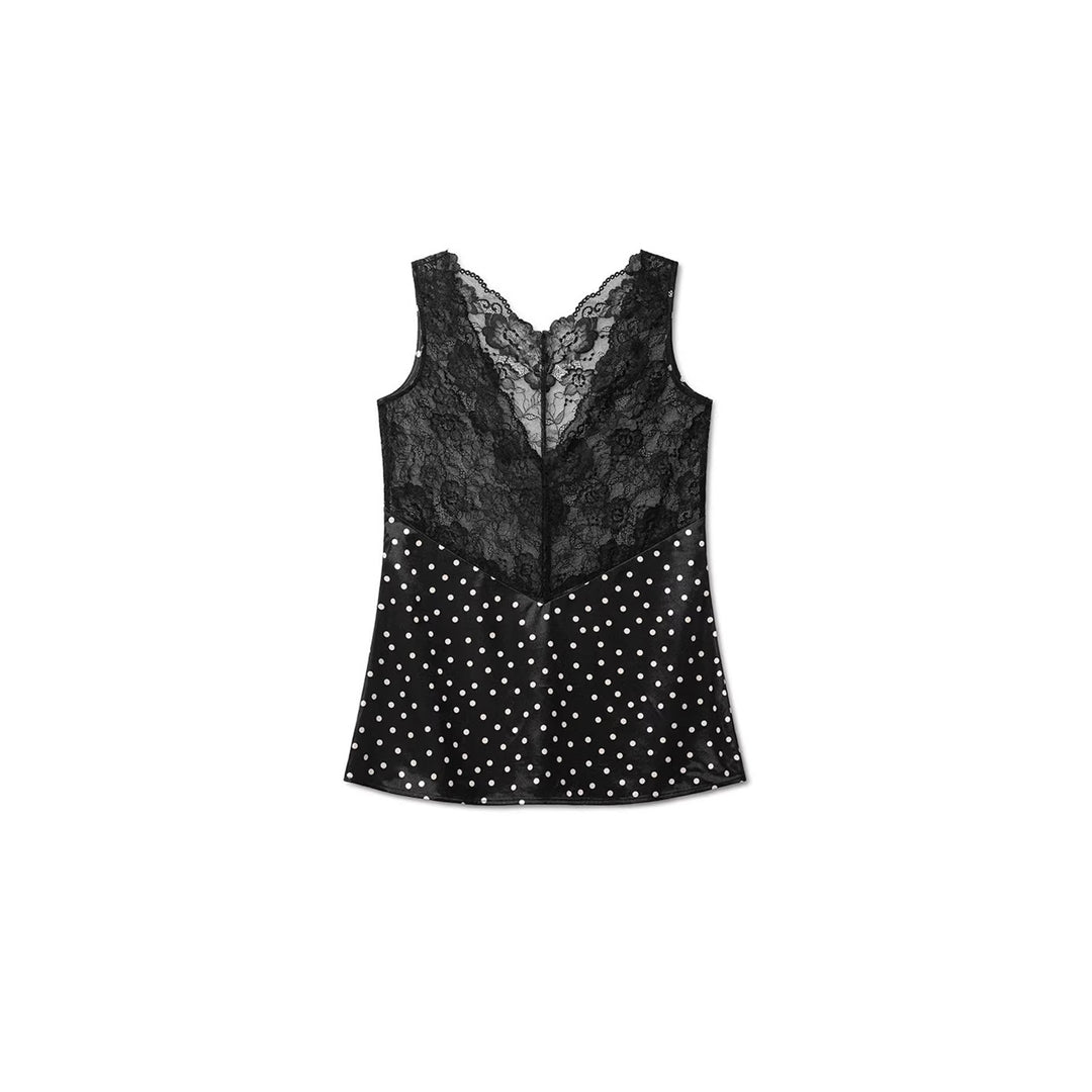 Damen Spitzen-Cami mit Polka-Dots und eleganten Details EB