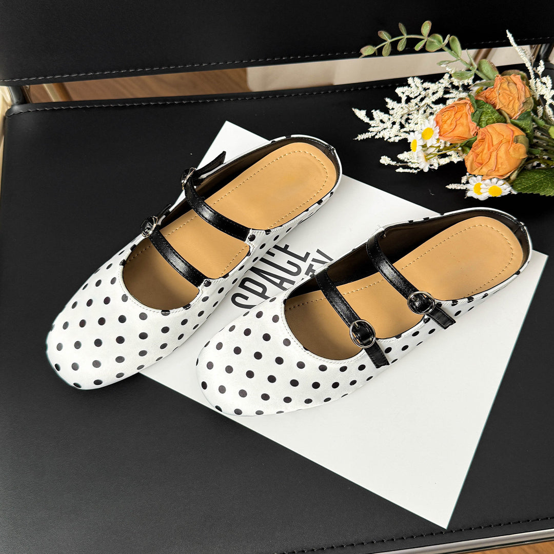 Damen Elegante Ballerinas mit dekorativen Schnallen und gepunktetem Design EB