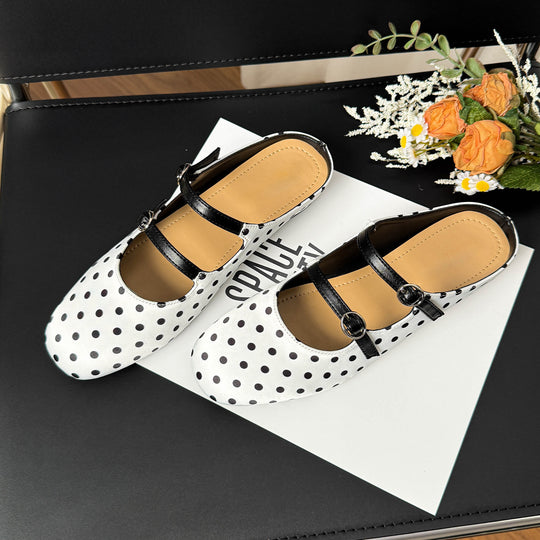 Damen Elegante Ballerinas mit dekorativen Schnallen und gepunktetem Design EB