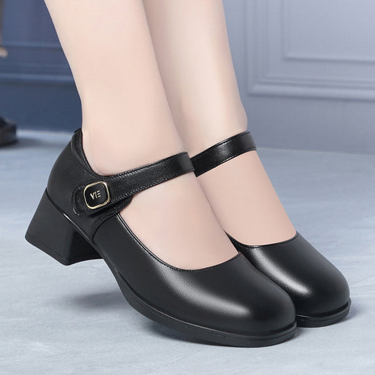 Damen Elegante Mary Jane Schuhe mit modischem Riemen und bequemem Blockabsatz EB