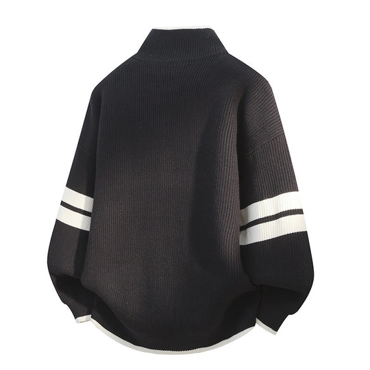 Unisex nan oversized Strickjacke mit Reißverschluss und Stehkragen EB