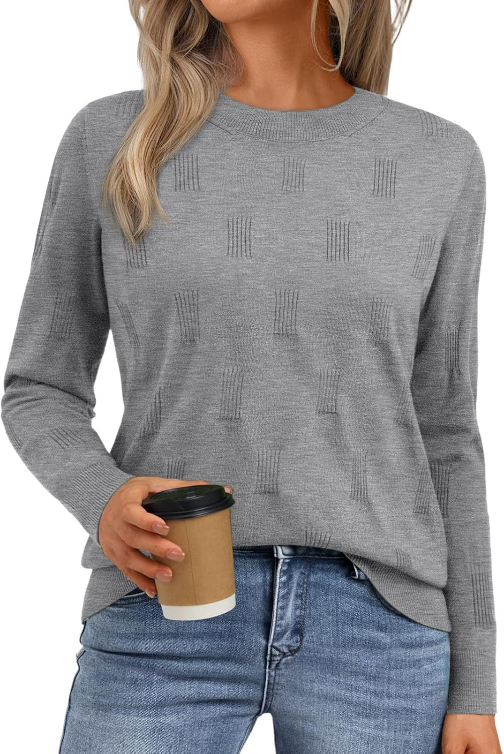 Damen Strickpullover mit strukturiertem Muster und lässigem Schnitt EB