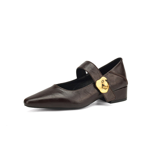 Damen elegante Pumps mit modischem Riemchen und glänzendem Schmuckdetail EB