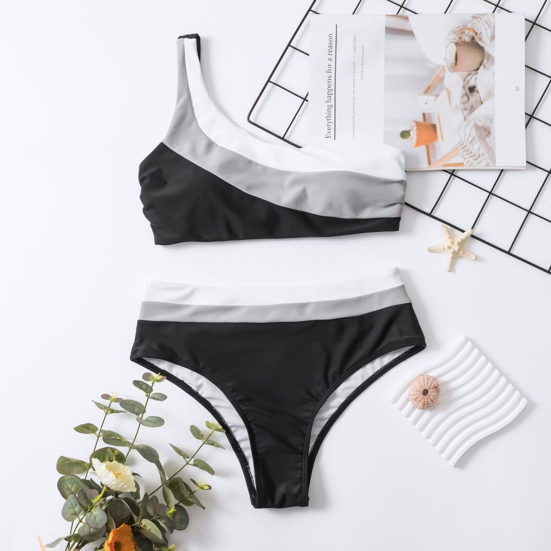 Damen Crop-Bikini mit asymmetrischem Design und hohem Bund EB