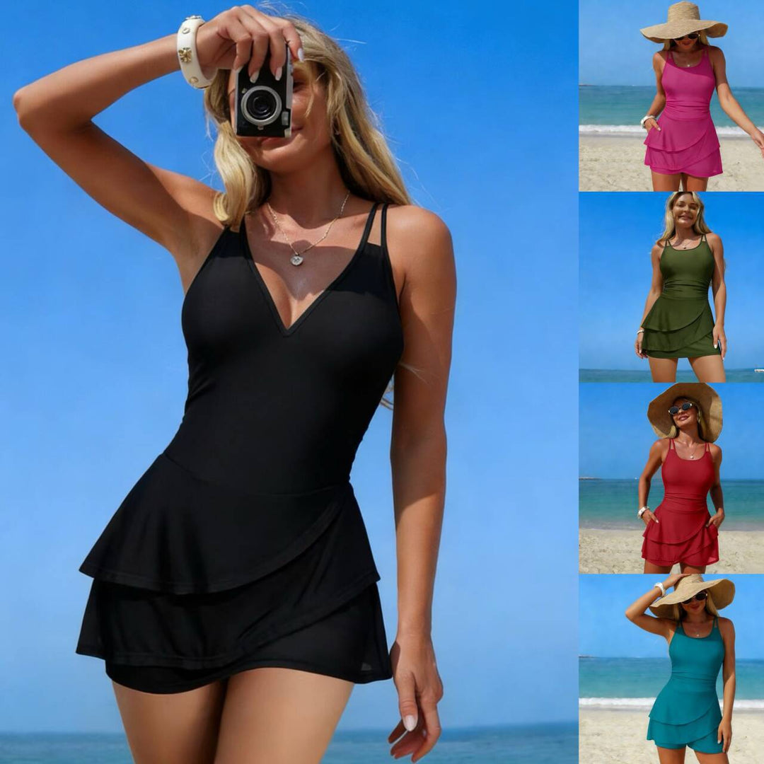 Damen Sportlicher Badeanzug mit Rüschendetails EB