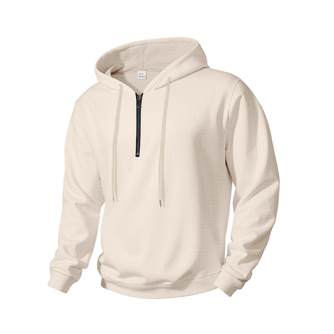 Herren nan Halbzip-Kapuzenpullover aus Baumwollmix mit Kordelzug und elastischen Rippbündchen EB