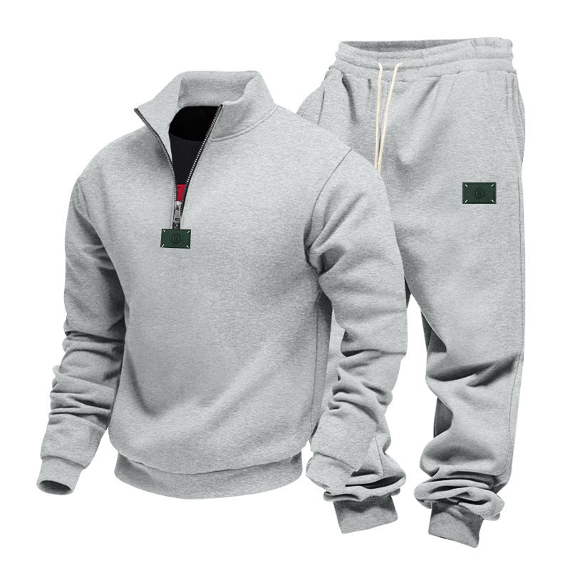 Herren nan komfortables Halbzip-Sweatset mit tapered Jogginghose und elastischem Tunnelzug EB