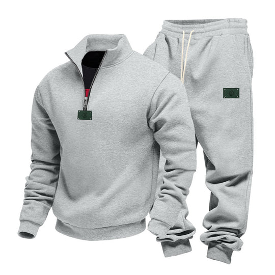 Herren nan komfortables Halbzip-Sweatset mit tapered Jogginghose und elastischem Tunnelzug EB