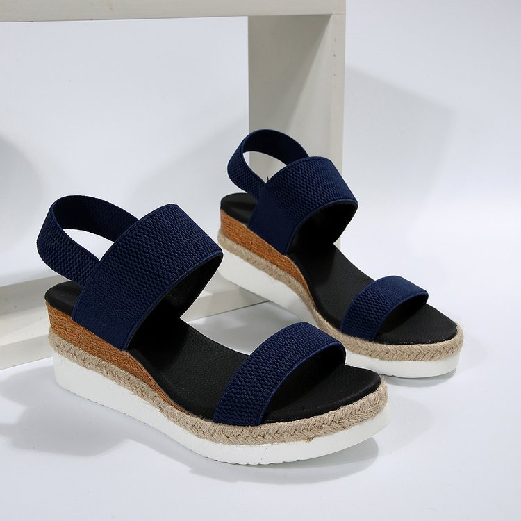 Damen Plateau-Sandalen mit dualem Riemen und entspannter Jute-Optik EB