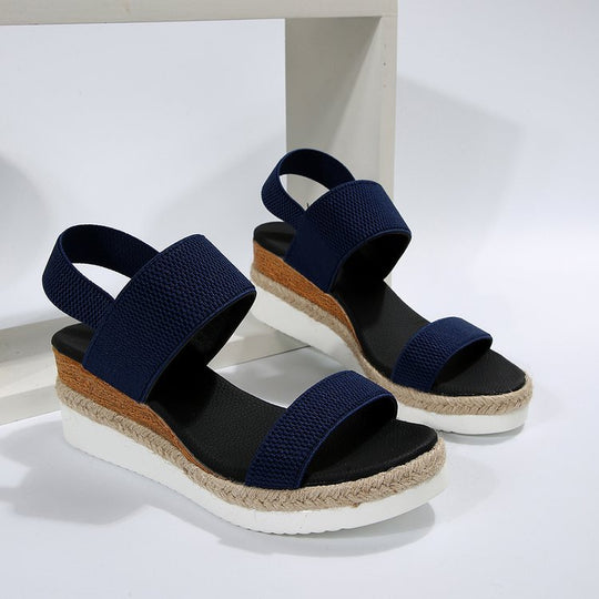 Damen Plateau-Sandalen mit dualem Riemen und entspannter Jute-Optik EB