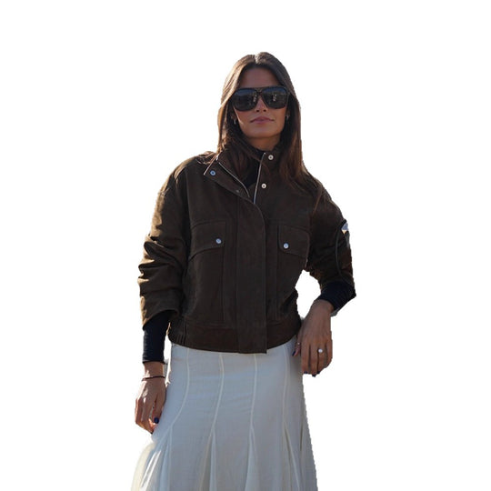 Damen Kunstlederjacke mit strukturiertem Schnitt und praktischen Taschen EB