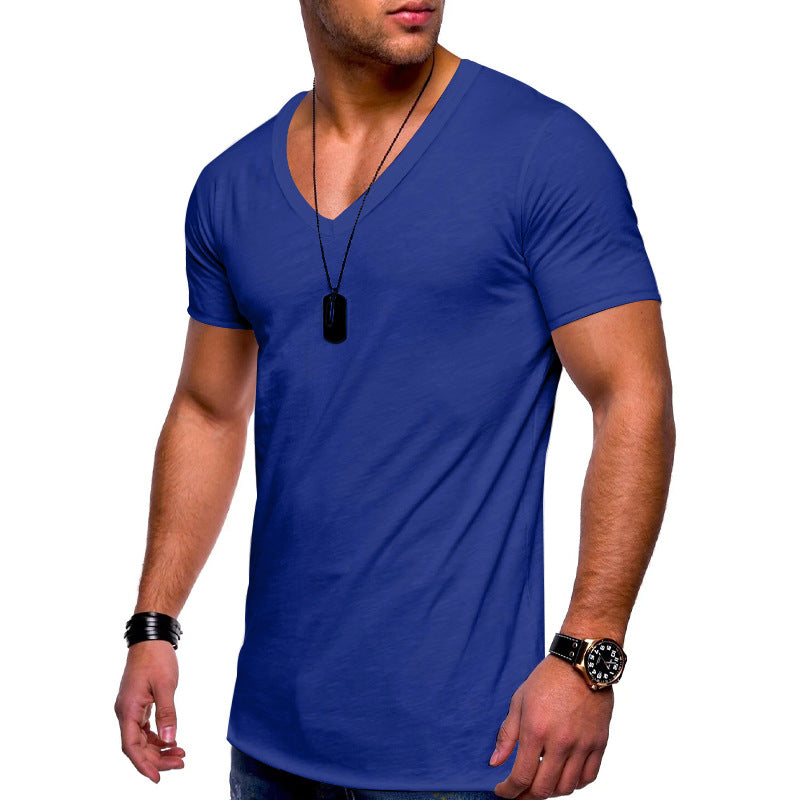 Herren nan V-Ausschnitt T‑Shirt aus feinem Jersey mit schmaler Silhouette und flachen Nähten EB