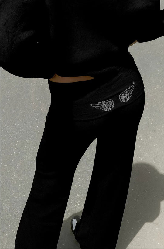 Damen nan weite Palazzohose mit Umschlagbund aus elastischem Viskosejersey EB