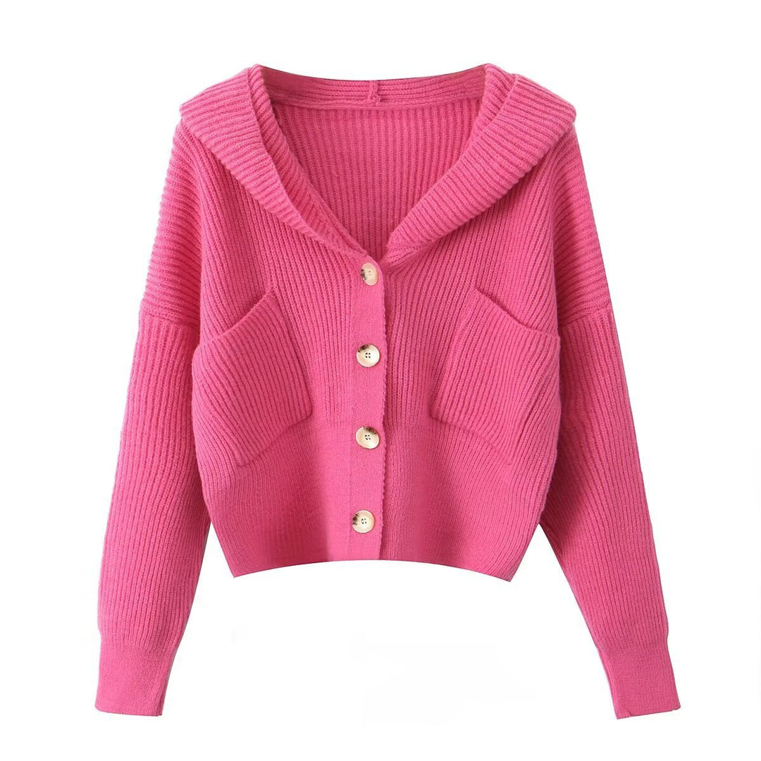 Damen lässige Strickjacke mit Kapuze und praktischen Taschen EB
