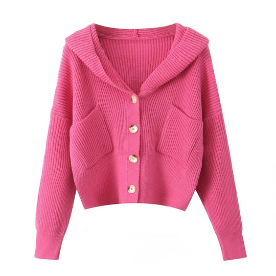 Damen lässige Strickjacke mit Kapuze und praktischen Taschen EB