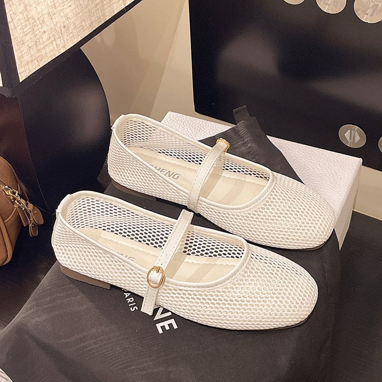 Damen atmungsaktive Ballerinas mit verstellbarem Riemen EB