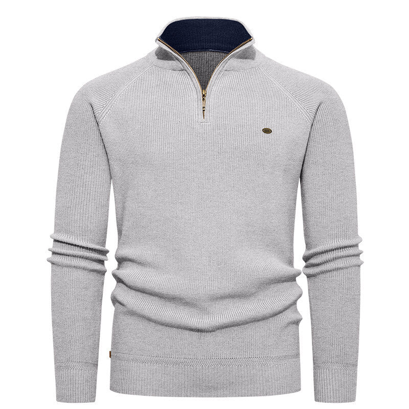 Herren Strickpullover mit Stehkragen und Reißverschluss EB