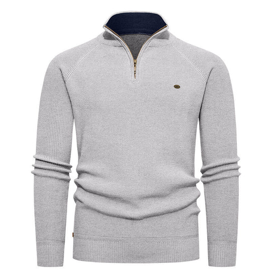 Herren Strickpullover mit Stehkragen und Reißverschluss EB