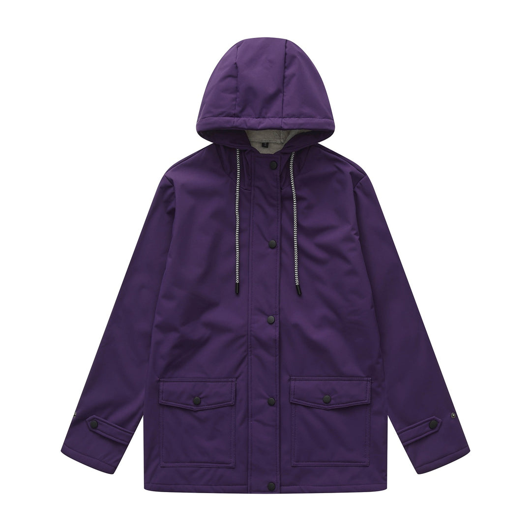 Damen wasserabweisende Outdoorjacke mit verstellbarem Kapuzenkragen EB