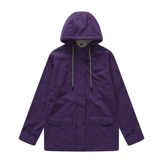 Damen wasserabweisende Outdoorjacke mit verstellbarem Kapuzenkragen EB